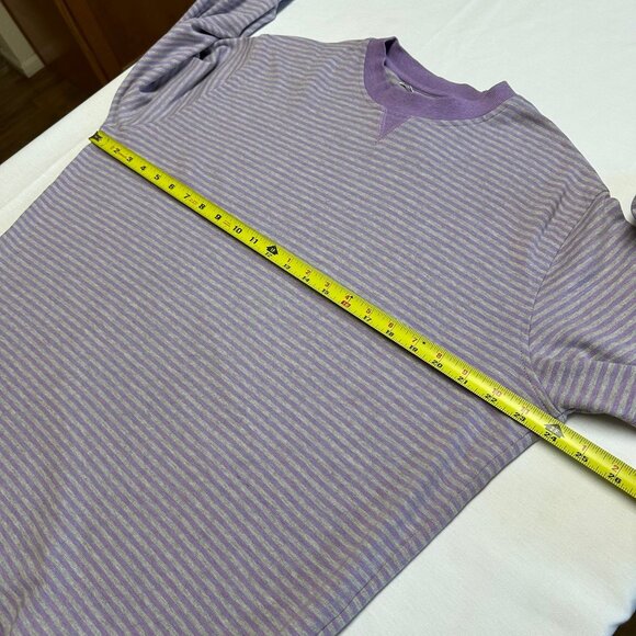 Peter Millar Mens Striped Crewneck Sweater Large Crown Purple Cotton Comfort - Picture 4 of 8